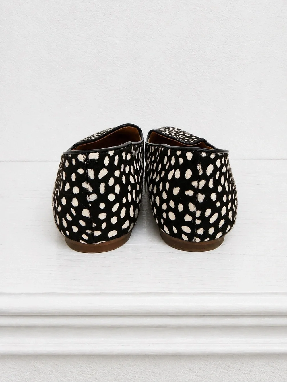 J.Crew Calf Hair Black With Ivory Speckles Almond Toe Slip On Flats Size 8